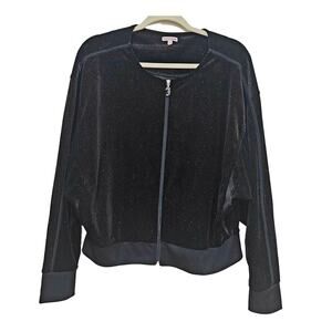 Juicy Couture Black Shimmery Sparkling SzL Velour Jacket.‎  Gothic. Whimsical.